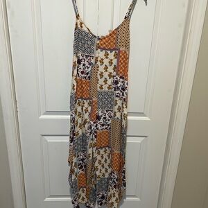 Cato Patchwork Romper in Mustard, Navy & Cream